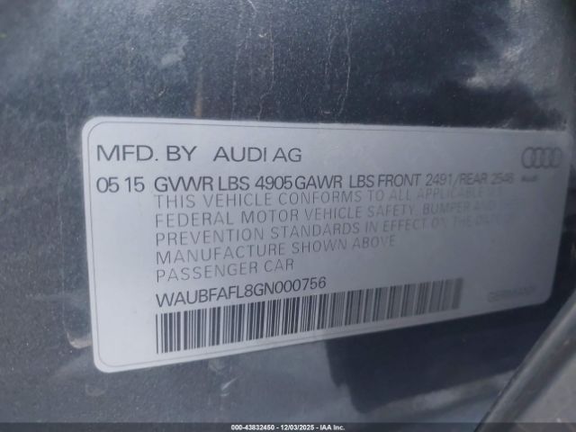 2016 AUDI A4 WAUBFAFL8GN000756 Photo 8