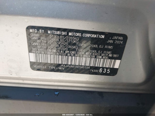 2024 MITSUBISHI OUTLANDER JA4J4VA81RZ045154 Photo 8