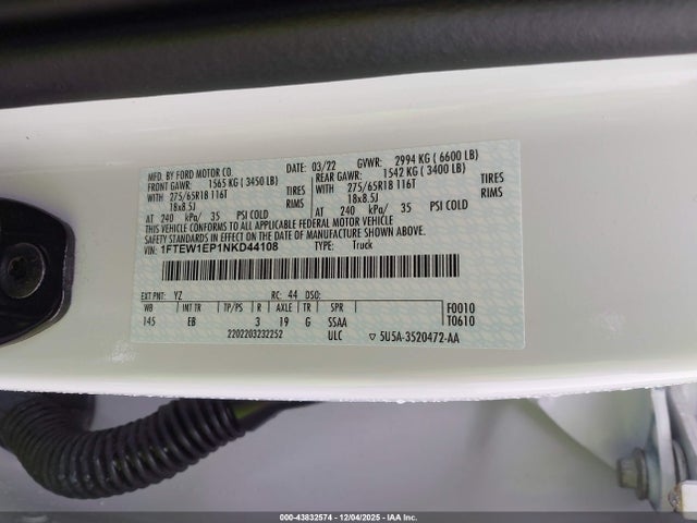 Ford F-150 Lariat 2022 1FTEW1EP1NKD44108 Image 9