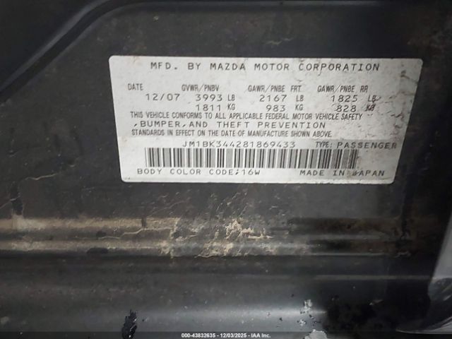 2008 MAZDA MAZDA3 JM1BK344281869433 Photo 8