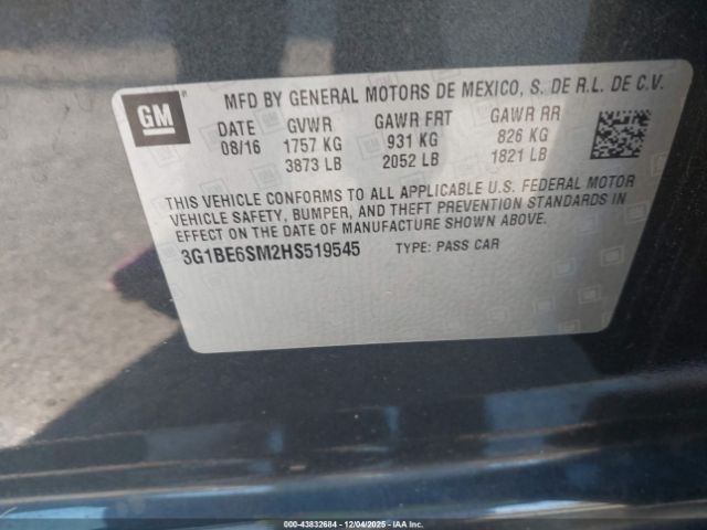 2017 CHEVROLET CRUZE 3G1BE6SM2HS519545 Photo 8