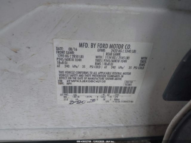 2016 FORD EDGE 2FMPK3J8XGBC42135 Photo 8