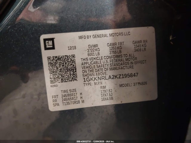1GKKNRLA2KZ195847 GMC Acadia Sle-1
