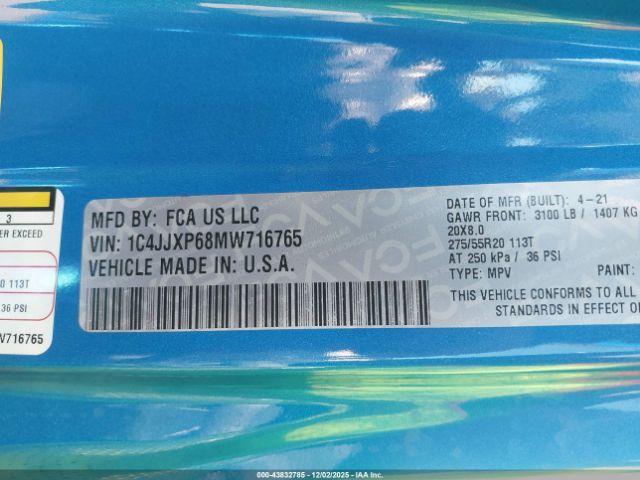 2021 JEEP WRANGLER 4XE 1C4JJXP68MW716765 Photo 8