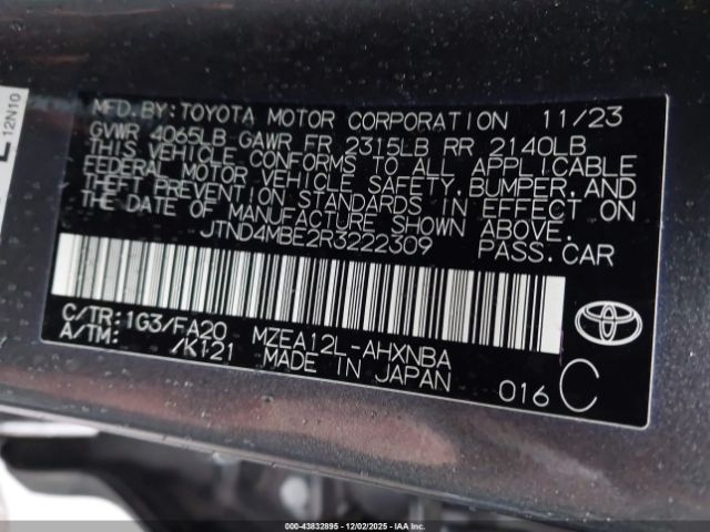 2024 TOYOTA COROLLA JTND4MBE2R3222309 Photo 8