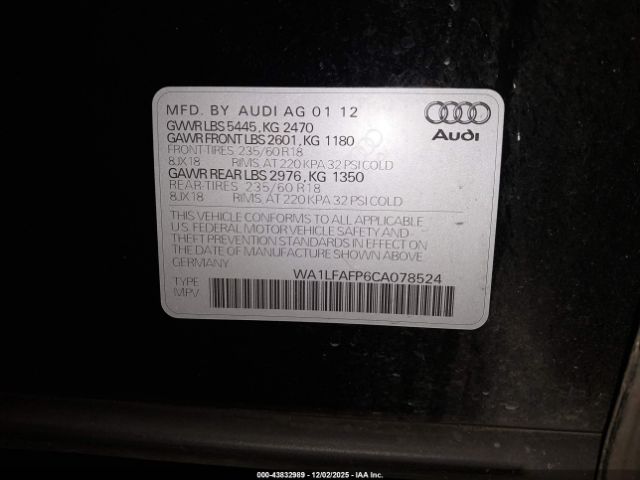 2012 AUDI Q5 WA1LFAFP6CA078524 Photo 8