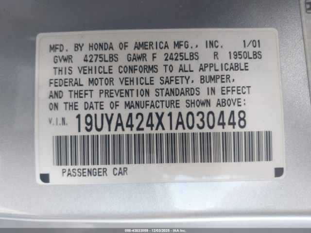 2001 ACURA CL 19UYA424X1A030448 Photo 8