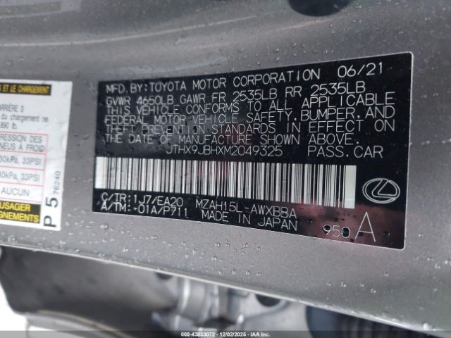 2021 LEXUS UX 250H JTHX9JBHXM2049325 Photo 8