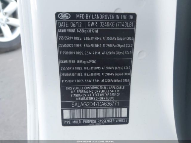 2012 LAND ROVER LR4 SALAG2D47CA636771 Photo 8