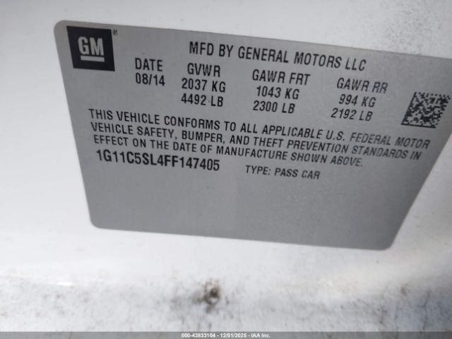 2015 CHEVROLET MALIBU 1G11C5SL4FF147405 Photo 8