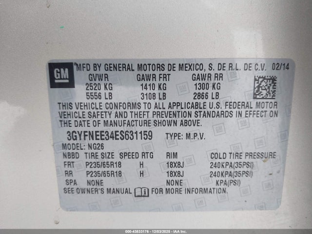 2014 CADILLAC SRX 3GYFNEE34ES631159 Photo 8