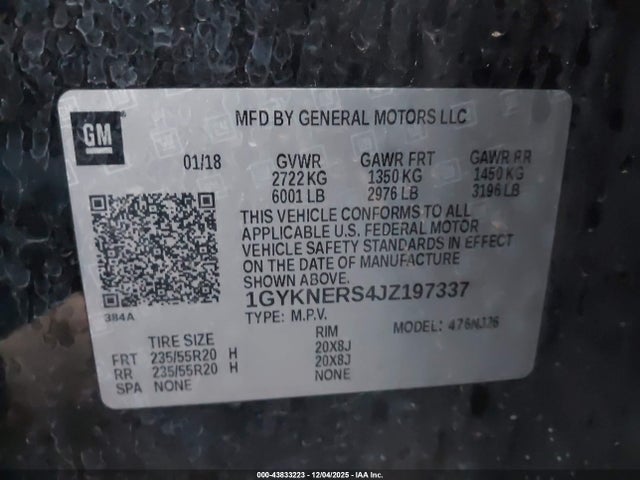 Продажа на аукционе авто 2018 Cadillac Xt5 Premium Luxury, vin: 1GYKNERS4JZ197337, номер лота: 43833223