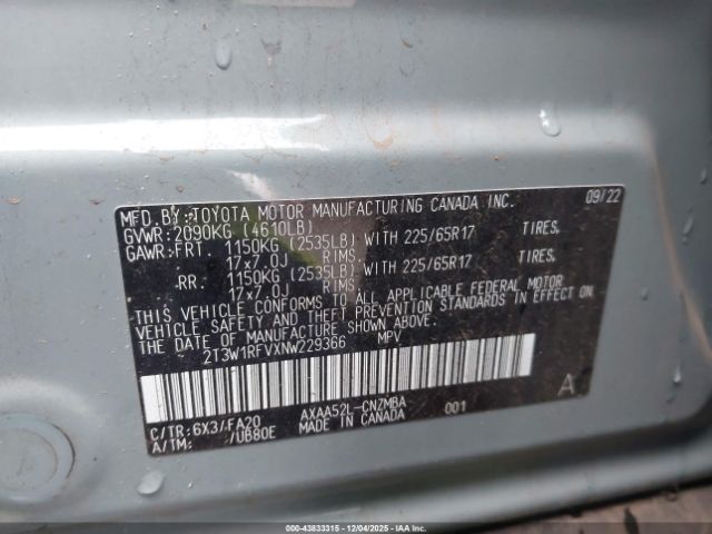 2022 TOYOTA RAV4 2T3W1RFVXNW229366 Photo 8