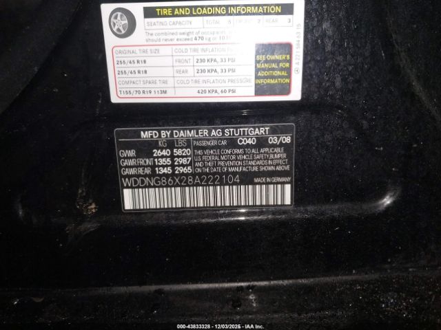 2008 MERCEDES-BENZ S 550 WDDNG86X28A222104 Photo 8