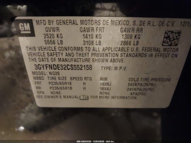 2012 CADILLAC SRX 3GYFNDE32CS552158 Photo 8