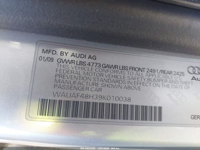 2009 AUDI A4 WAUAF48H39K010038 Photo 8