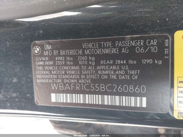 2011 BMW 528I WBAFR1C55BC260860 Photo 8