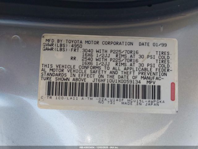 1999 LEXUS RX 300 JT6HF10U1X0059134 Photo 8