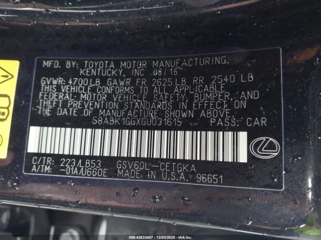2016 LEXUS ES 350 58ABK1GGXGU031615 Photo 8