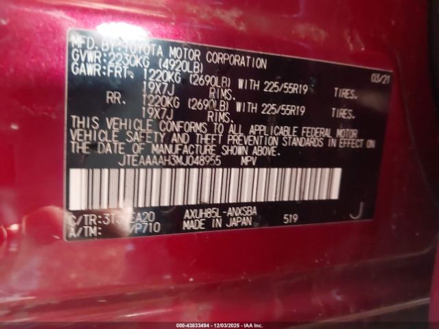 2021 TOYOTA VENZA JTEAAAAH3MJ048955 Photo 8