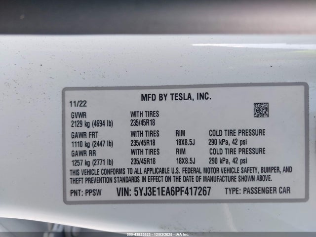 2023 TESLA MODEL 3 5YJ3E1EA6PF417267 Photo 8
