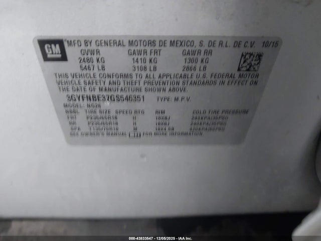 2016 CADILLAC SRX 3GYFNBE37GS546351 Photo 8