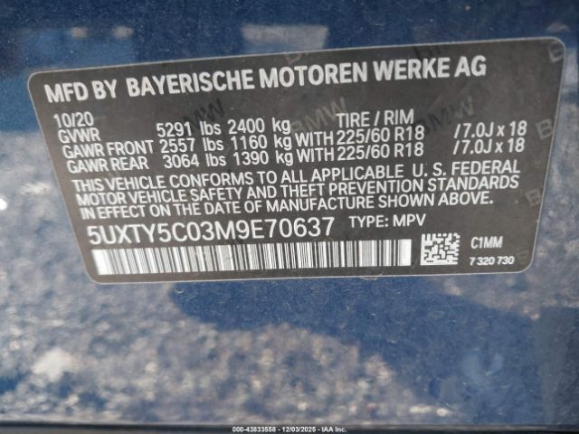 2021 BMW X3 5UXTY5C03M9E70637 Photo 8