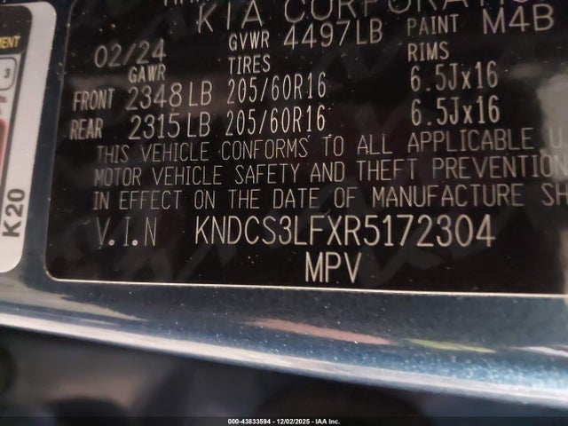 Продаж на аукціоні авто 2024 Kia Niro Plug-in Hybrid Ex, vin: KNDCS3LFXR5172304, номер лоту: 43833594