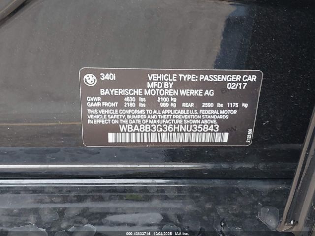 2017 BMW 340I WBA8B3G36HNU35843 Photo 8