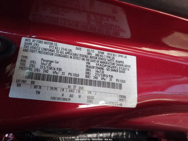 2015 FORD FOCUS 1FADP3K25FL312213 Photo 8