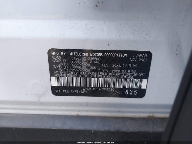 2022 MITSUBISHI OUTLANDER JA4J4UA89NZ052390 Photo 8