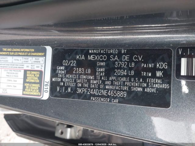 2022 KIA FORTE 3KPF24AD2NE465889 Photo 8