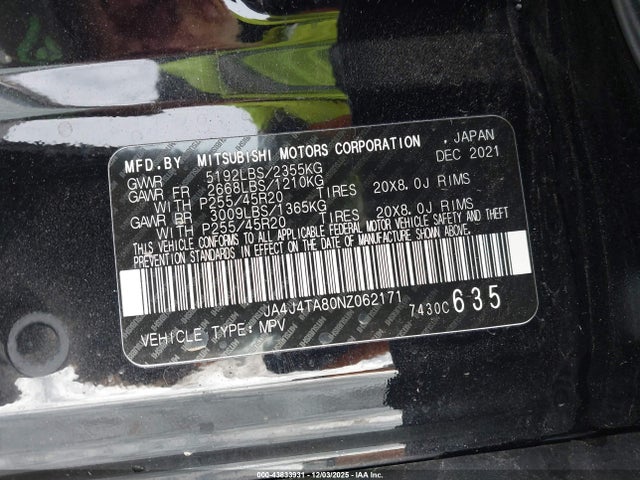 2022 MITSUBISHI OUTLANDER JA4J4TA80NZ062171 Photo 8