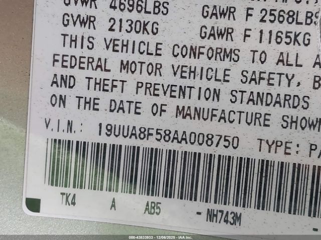 2010 ACURA TL 19UUA8F58AA008750 Photo 8