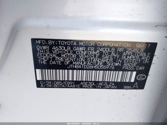 2017 LEXUS IS 200T JTHBA1D26H5055976 Photo 8