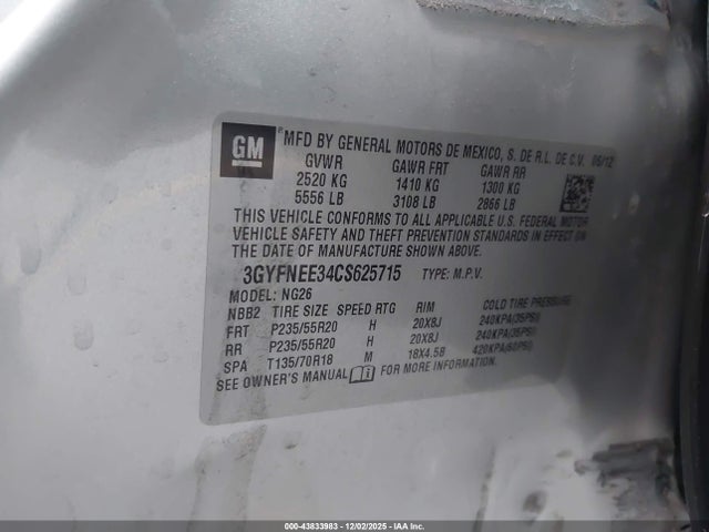 2012 CADILLAC SRX 3GYFNEE34CS625715 Photo 8