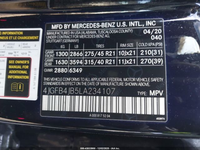 2020 MERCEDES-BENZ GLE 350 4JGFB4JB5LA234107 Photo 8