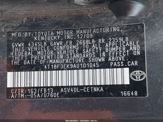 2010 TOYOTA CAMRY 4T1BF3EK9AU101045 Photo 8