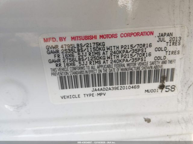 2014 MITSUBISHI OUTLANDER JA4AD2A39EZ010469 Photo 8