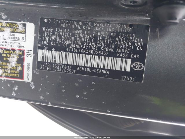 2008 TOYOTA CAMRY 4T4BE46KX8R028467 Photo 8