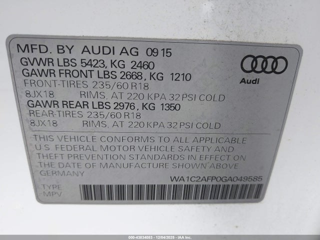 2016 AUDI Q5 WA1C2AFP0GA049585 Photo 8