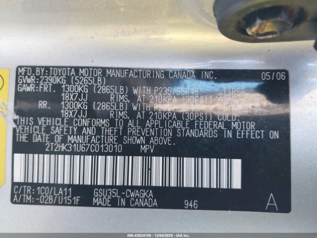 2007 LEXUS RX 350 2T2HK31U67C013010 Photo 8