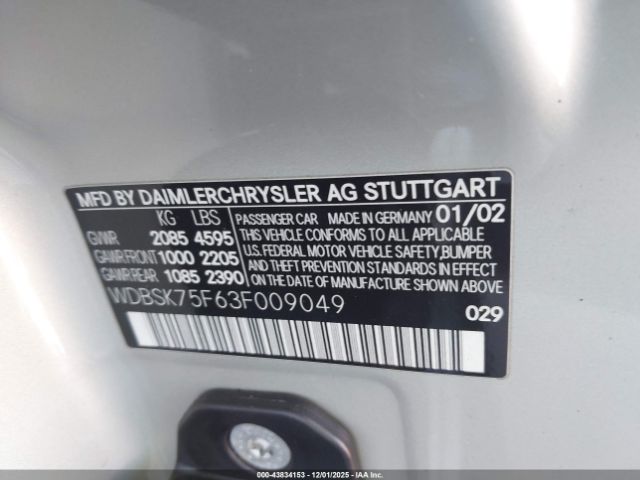 2003 MERCEDES-BENZ SL 500 WDBSK75F63F009049 Photo 8