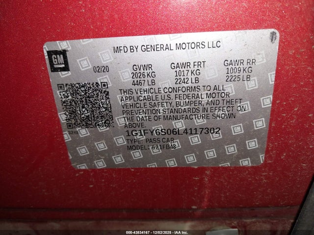 1G1FY6S06L4117302 Chevrolet Bolt Ev Fwd Lt