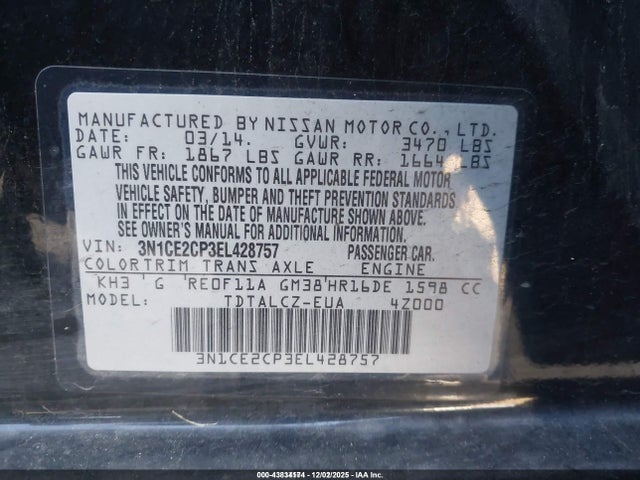 Nissan Versa Note S Plus 2014 3N1CE2CP3EL428757 Image 9