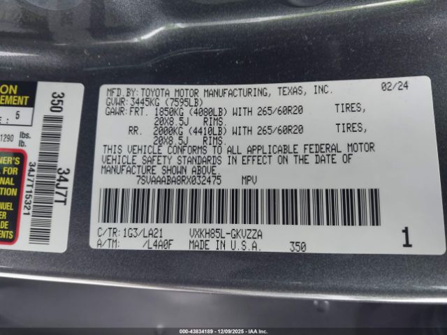 2024 TOYOTA SEQUOIA 7SVAAABA8RX032475 Photo 8