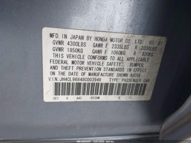 2008 ACURA TSX JH4CL96848C003949 Photo 8