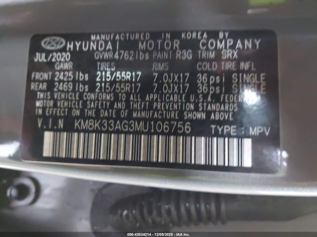 2021 HYUNDAI KONA ELECTRIC KM8K33AG3MU106756 Photo 8