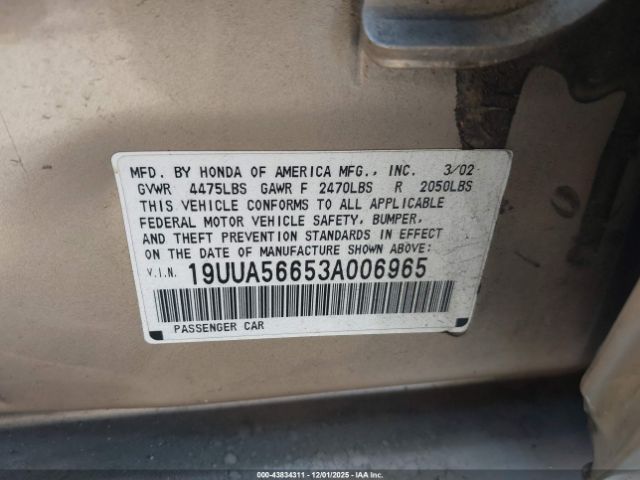 2003 ACURA TL 19UUA56653A006965 Photo 8
