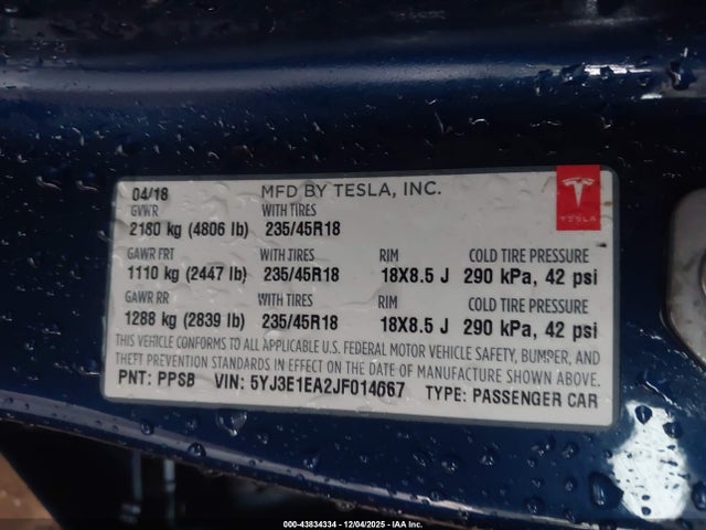 2018 TESLA MODEL 3 5YJ3E1EA2JF014667 Photo 8